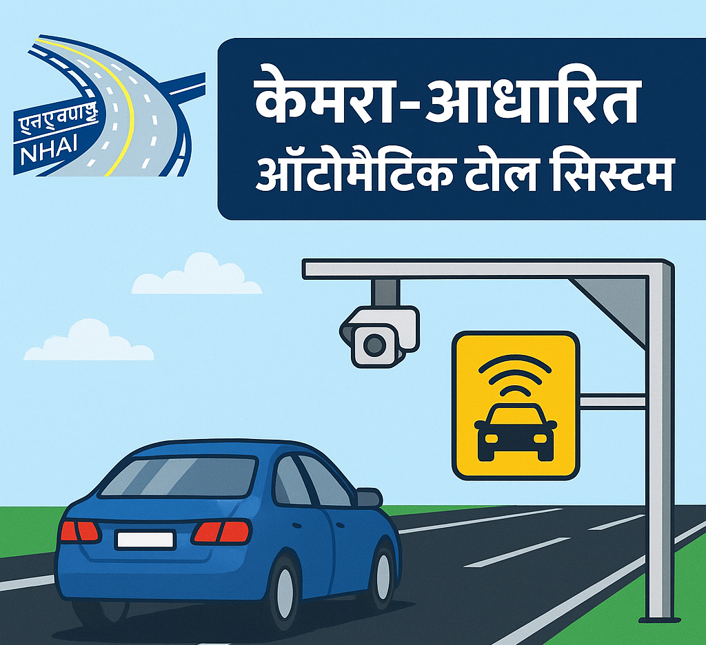 भारत में MLFF कैमरा आधारित ऑटोमैटिक टोल सिस्टम का ग्राफिक -NHAI