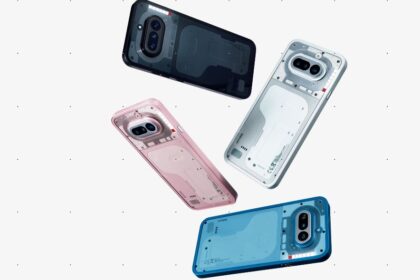 Nothing Phone (4a) featuring a transparent back design, 120Hz AMOLED display, Snapdragon 7s Gen 4 processor, and triple rear camera setup.