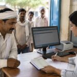 PM Jan Dhan Yojana के तहत बैंक खाता खोलता ग्रामीण व्यक्ति